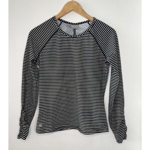 Athleta Striped Rashguard Women's Swim UPF Sun Protection Long Sleeve Top Small